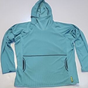 Melanzana Teal Mens XXL Micro Grid Ribbed Hooded Pullover Leadville Colorado USA